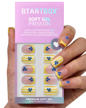 BTArtbox Press On Nails Blueberry Rain front view with short square design
