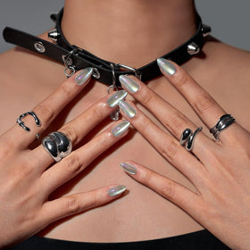 BTArtbox Press On Nails Chaos Chrome packaging showing included items