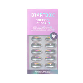 BTArtbox Press On Nails Chaos Chrome showing various nail sizes