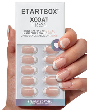 BTArtbox Press On Nails Chic Twins front view with white French tips