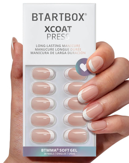 BTArtbox Press On Nails Chic Twins front view with white French tips