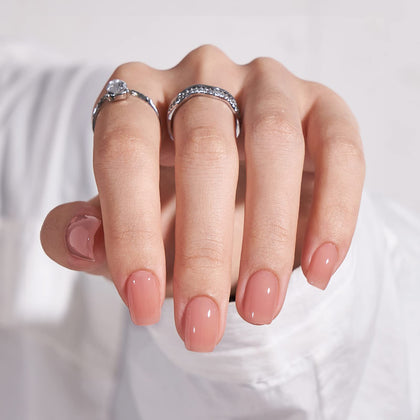 BTArtbox Press On Nails Cinnamon short square nude front view