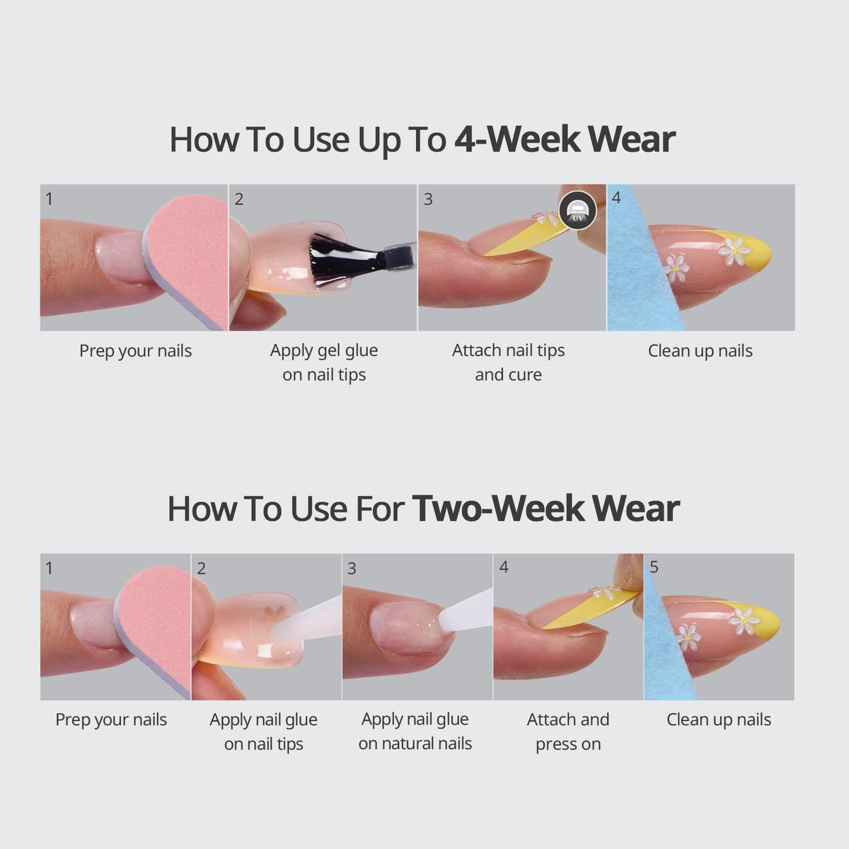 BTArtbox Press On Nails Classic White Short Square French Tip in lifestyle setting