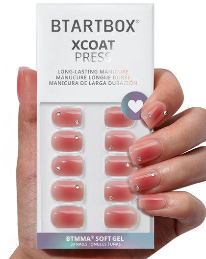 BTArtbox Press On Nails Cyber Crimson front view with packaging