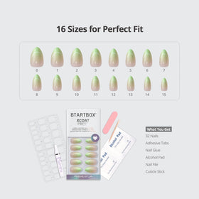 BTArtbox Press On Nails Fresh Reset Green Ombre application guide