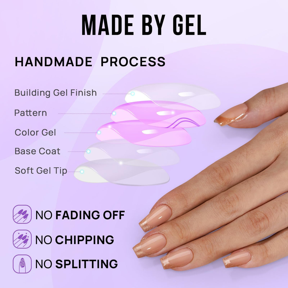 BTArtbox Press On Nails Gold Dust with nail glue and accessories