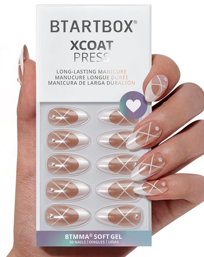 BTArtbox Press On Nails Heel Click Medium Almond front view