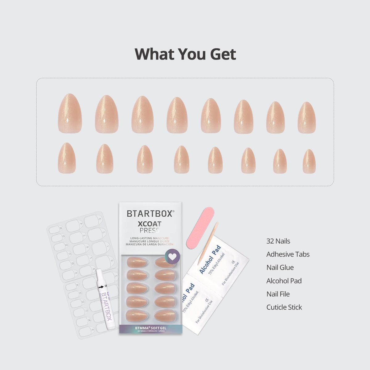 BTArtbox Press On Nails in various sizes laid out