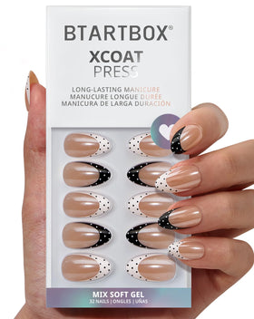 BTArtbox Press On Nails Kismet Duo front view with French tip design