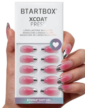 BTArtbox Press On Nails Lolita Razor front view with French tip design