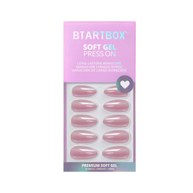 BTArtbox Press On Nails Lotus Pink Chrome medium almond shape