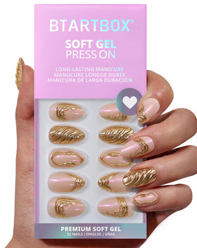 BTArtbox Press On Nails Metalhead Short Almond front view
