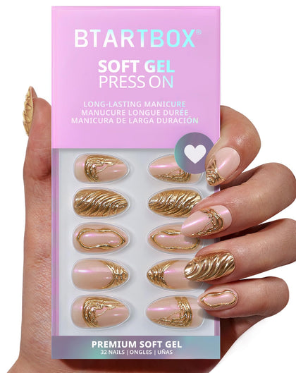 BTArtbox Press On Nails Metalhead Short Almond front view