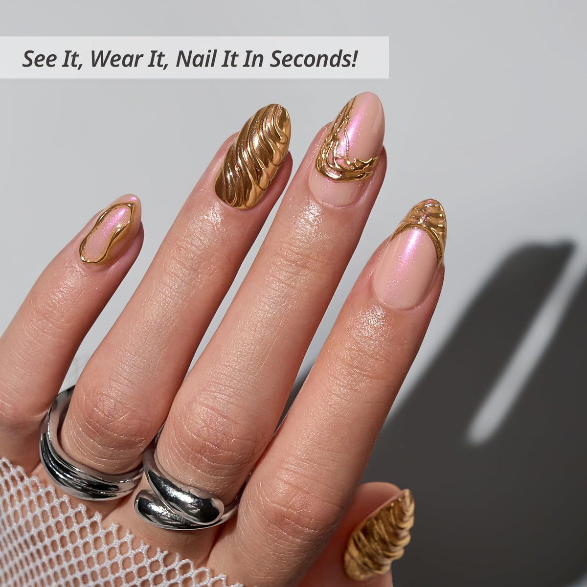 BTArtbox Press On Nails Metalhead Short Almond packaging