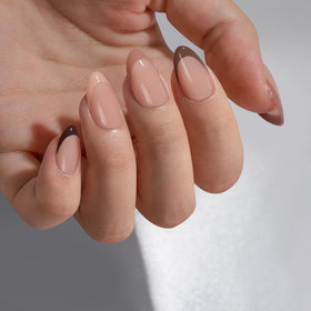 BTArtbox Press On Nails Morning Coffee short almond shape displayed