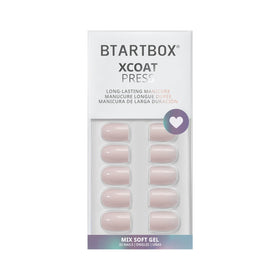 BTArtbox Press On Nails Nude Pink Short Square with accessories