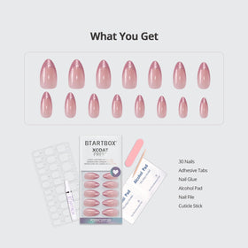 BTArtbox Press On Nails Pink Frosting on hands