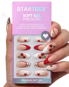 BTArtbox Press On Nails Pinky Swear front view with red French tips