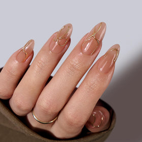 BTArtbox Press On Nails Radiant Ribbons medium almond front view