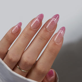 BTArtbox Press On Nails Rosy Dew medium almond shape front view