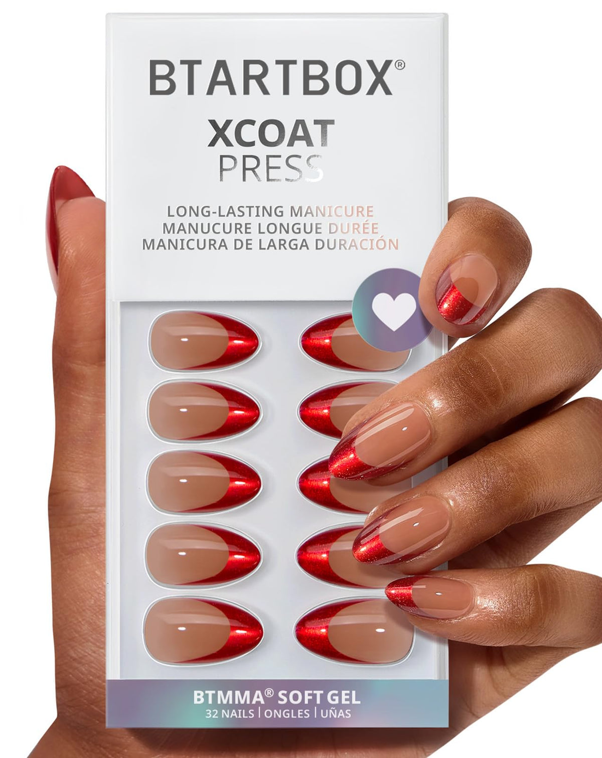 BTArtbox Press On Nails Ruby Slipper front view with red cat eye design