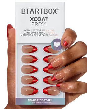 BTArtbox Press On Nails Ruby Slipper front view with red cat eye design