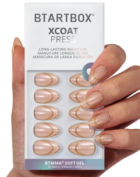 BTArtbox Press On Nails Short Almond front view with 32 pieces