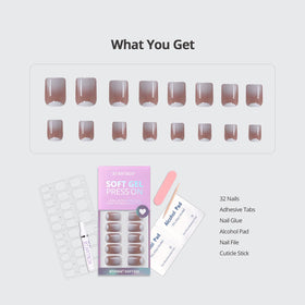 BTArtbox Press On Nails Short Square Nude Ombre in various sizes