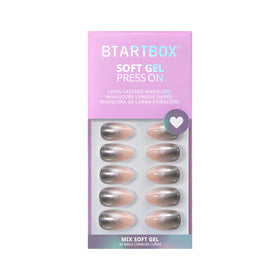 BTArtbox Press On Nails Silver Fizz lifestyle shot in use