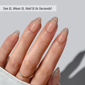 BTArtbox Press On Nails Sliver Bells packaging showing included items