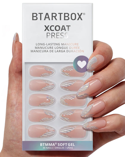BTArtbox Press On Nails Starlet Medium Almond French Tip front view