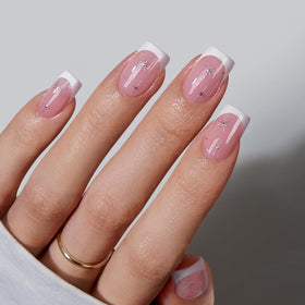 BTArtbox Press On Nails Starlit Sparkle front view with French tip design