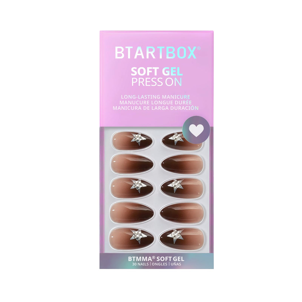 BTArtbox Press On Nails Starry Spice with included nail glue and file