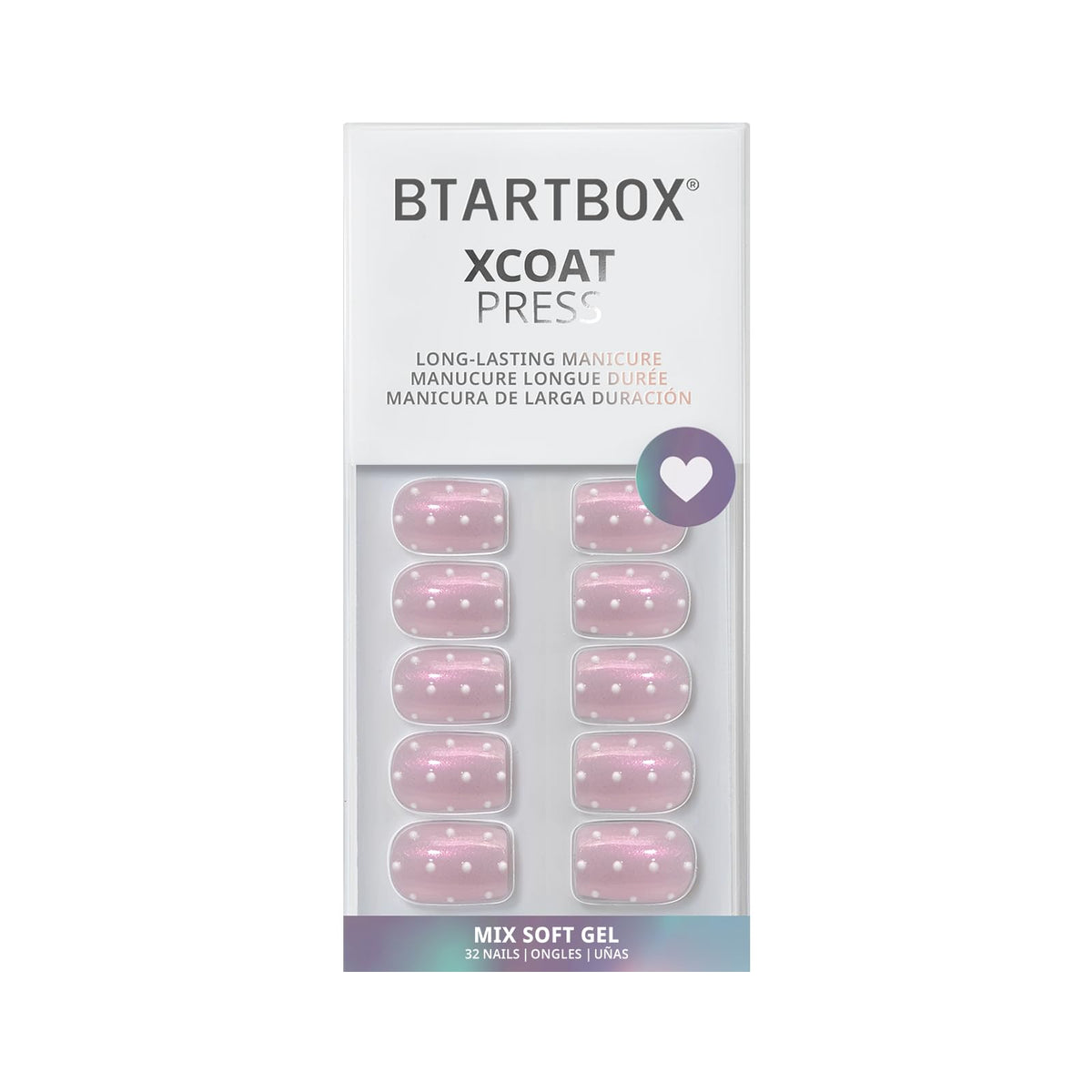 BTArtbox Press On Nails Sugar Pop with nail file and wooden stick