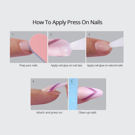 BTArtbox Press On Nails Tide Play Medium Almond application guide
