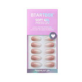 BTArtbox Press On Nails Vanilla Cream Almond with accessories