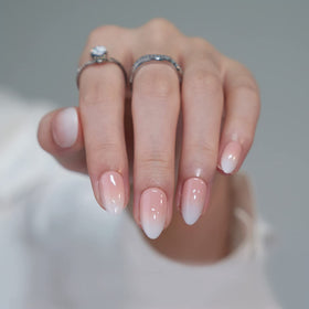 BTArtbox Press On Nails Vanilla Cream Almond with nail glue