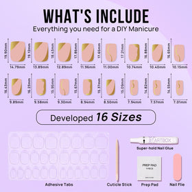 BTArtbox Press On Nails with adhesive tabs and nail glue