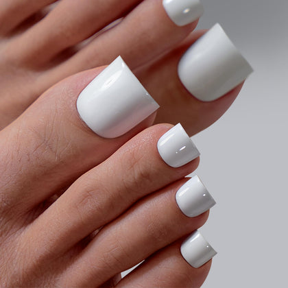 BTArtbox Press On Toenails Ivory White front view