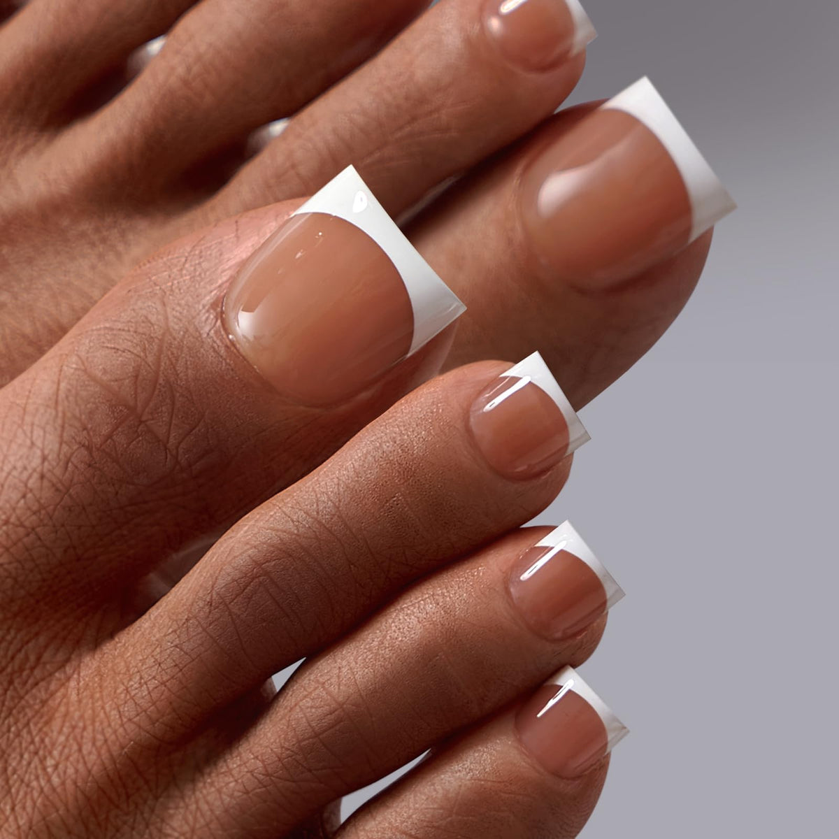 BTArtbox Press On Toenails sharp square French tip front view