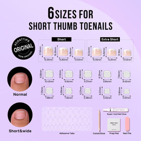 BTArtbox Press On Toenails Short Squoval cuticle stick and prep pad