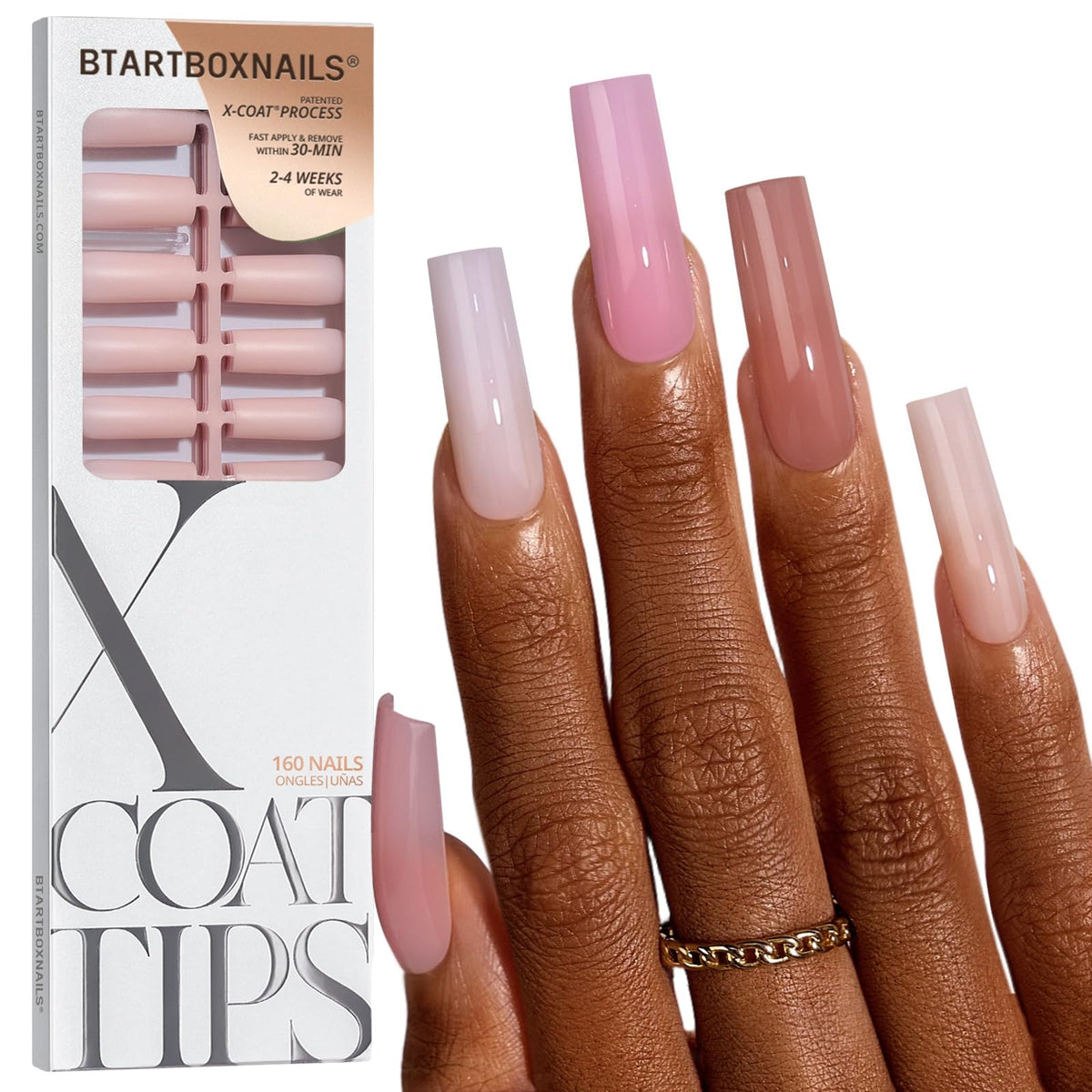 BTARTBOXNAILS Bare 5-Shade Nude Press On Nails front view