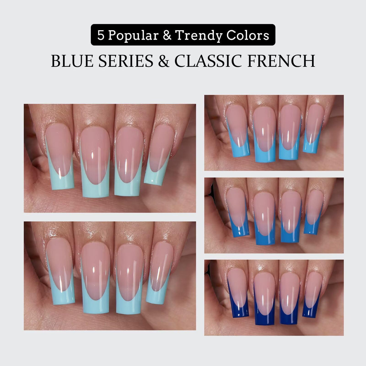 BTARTBOXNAILS Blue French Tip Press On Nails application process