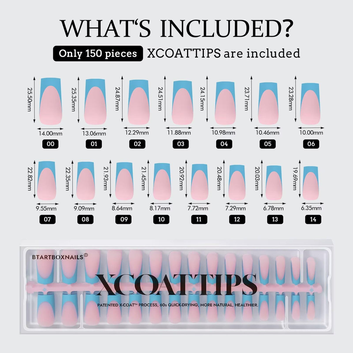 BTARTBOXNAILS Blue French Tip Press On Nails in lifestyle setting