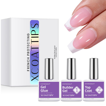 BTARTBOXNAILS French Protection Set including Gel Glue and Builder Gel