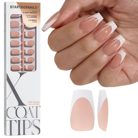 BTARTBOXNAILS French Tip Press On Nails in peach colour front view
