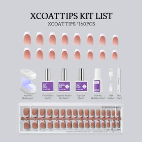 BTARTBOXNAILS French Tip Press On Nails in various sizes laid out