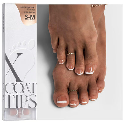 BTARTBOXNAILS French Tip Press On Toenails brown squoval design front view