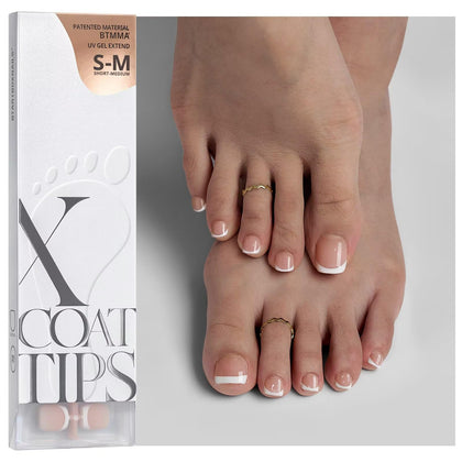 BTARTBOXNAILS French Tip Press On Toenails front view in nude