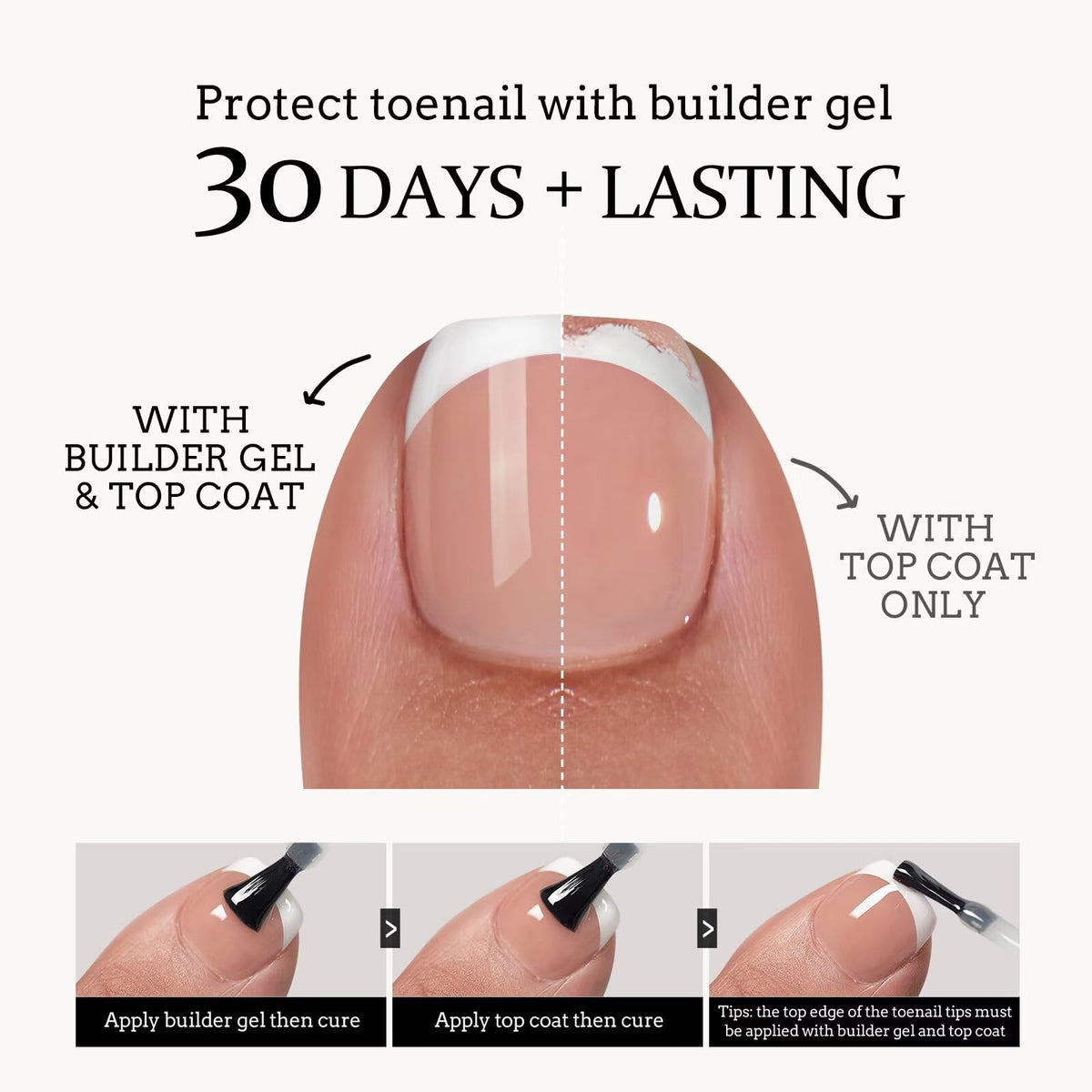 BTARTBOXNAILS French Tip Press On Toenails in nude colour
